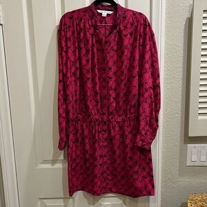 DIANE VON FURSTENBERG 100% SILK DRESS Deandra Alligator Pink Dahlia Size 8